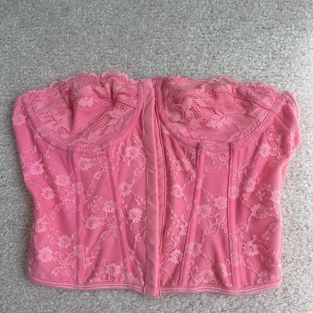 Peppermayo Pink Lace Bustier Top